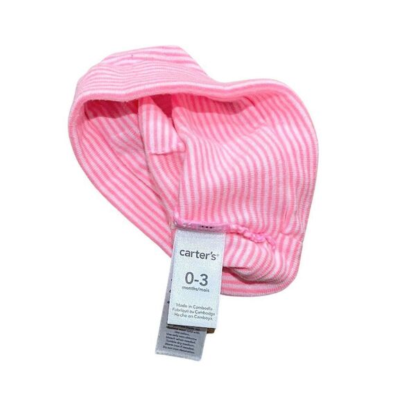 Neon Pink Striped Infant Beanie Hat - Picture 2 of 3